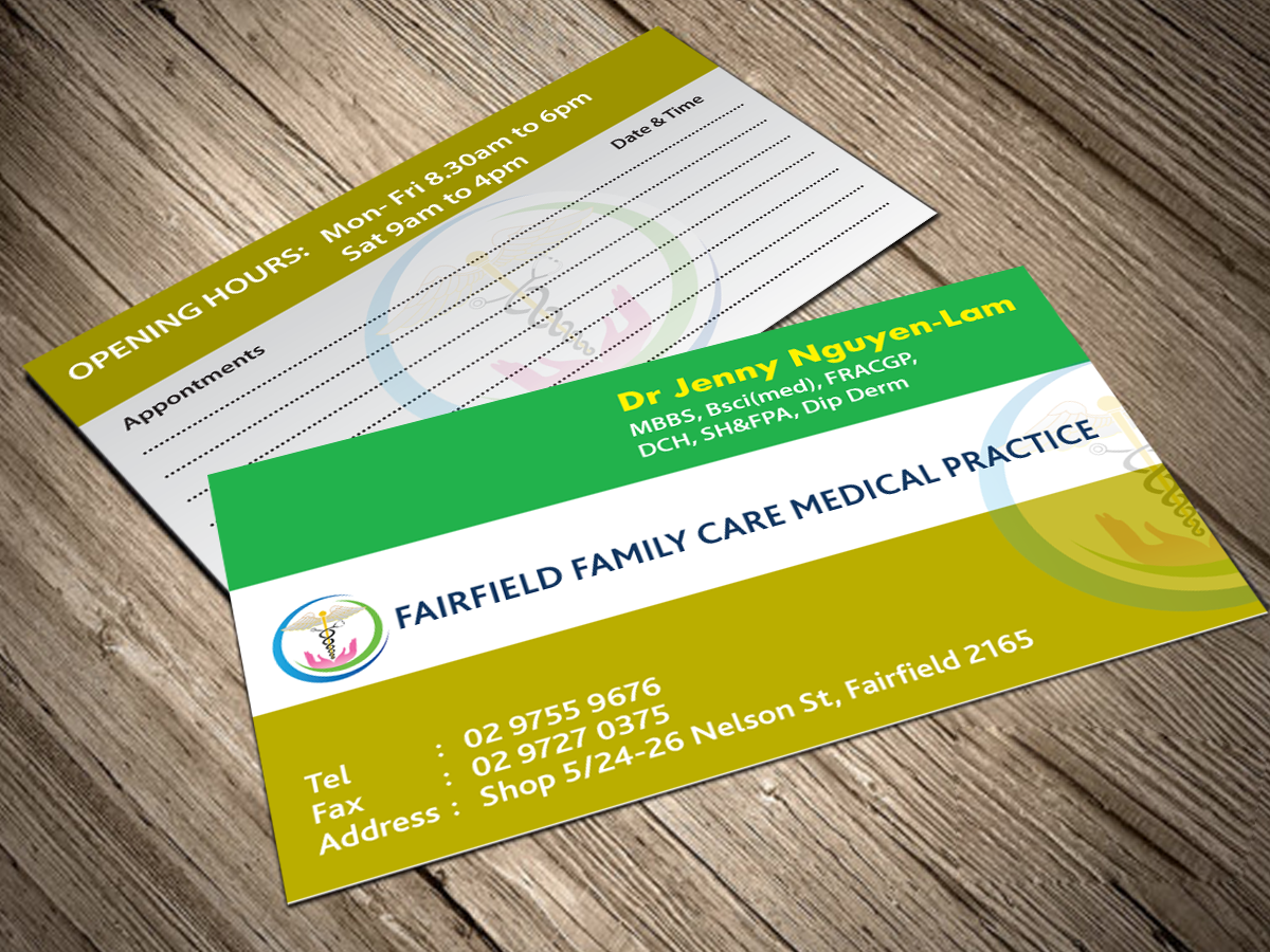 Visitenkarten-Design von cn graphic für Fairfield Family Care medical practice | Design #3703239