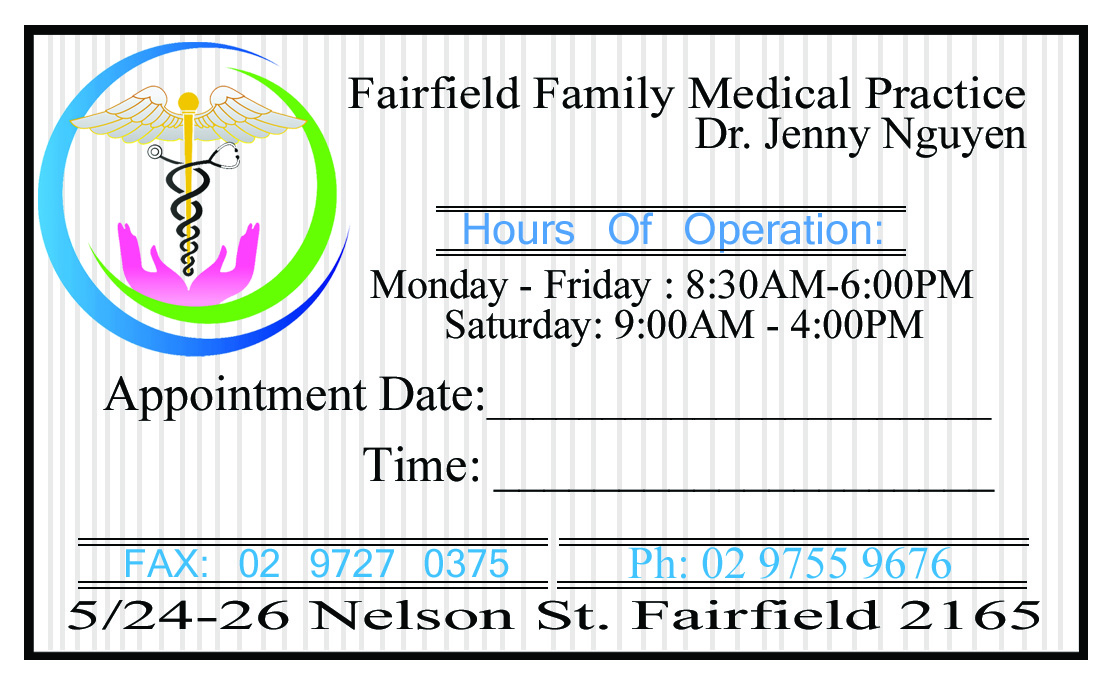 Business Card Design by HK Grafix for Fairfield Family Care medical practice | Design #3715453
