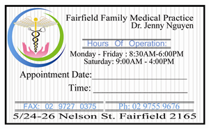 Visitenkarten-Design von HK Grafix für Fairfield Family Care medical practice | Design: #3715453