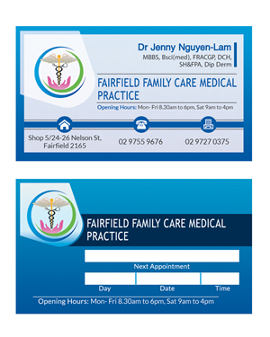 Visitenkarten-Design von Debabrata für Fairfield Family Care medical practice | Design: #3719606