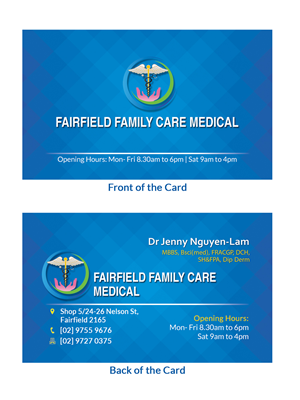 Visitenkarten-Design von letsgoguru für Fairfield Family Care medical practice | Design: #3720457