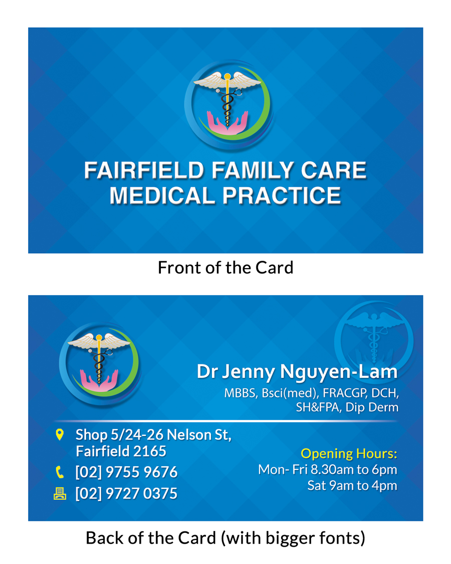 Business Card Design by letsgoguru for Fairfield Family Care medical practice | Design #3726970