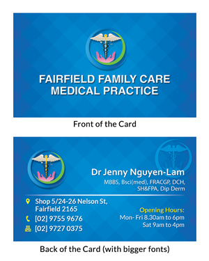 Visitenkarten-Design von letsgoguru für Fairfield Family Care medical practice | Design: #3726970