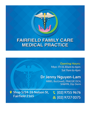 Visitenkarten-Design von letsgoguru für Fairfield Family Care medical practice | Design: #3731135