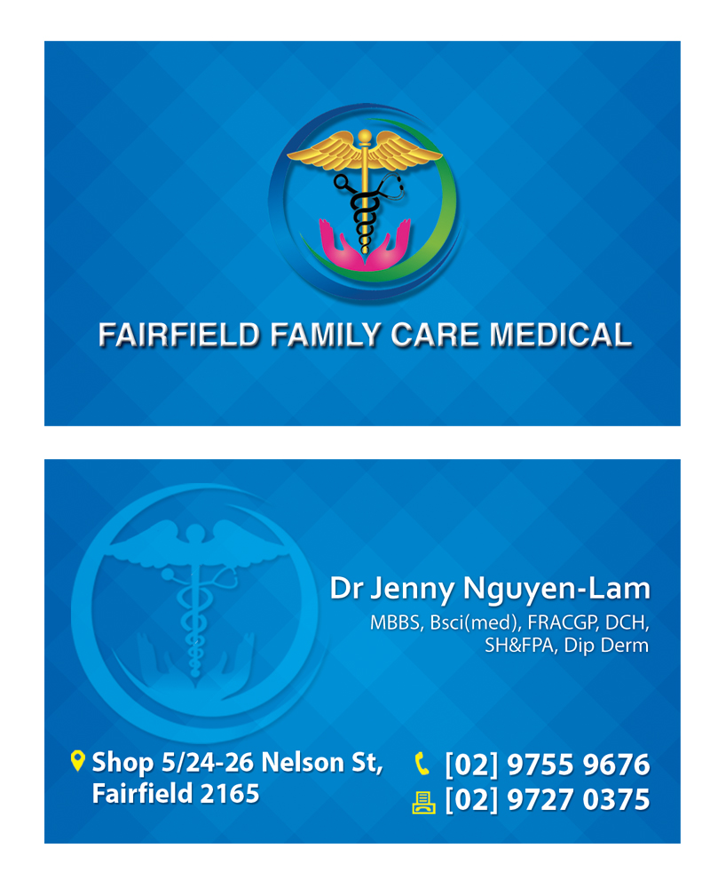 Visitenkarten-Design von letsgoguru für Fairfield Family Care medical practice | Design #3741041
