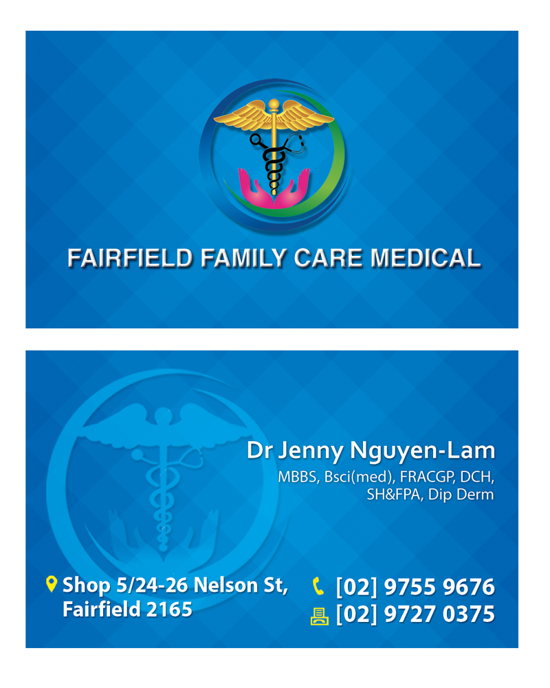 Visitenkarten-Design von letsgoguru für Fairfield Family Care medical practice | Design #3745654