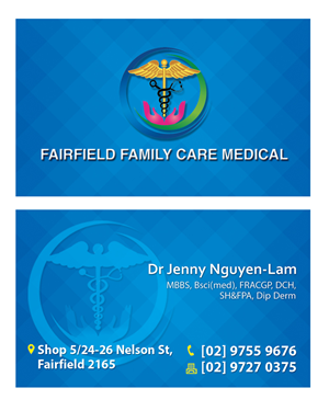 Visitenkarten-Design von letsgoguru für Fairfield Family Care medical practice | Design: #3745654