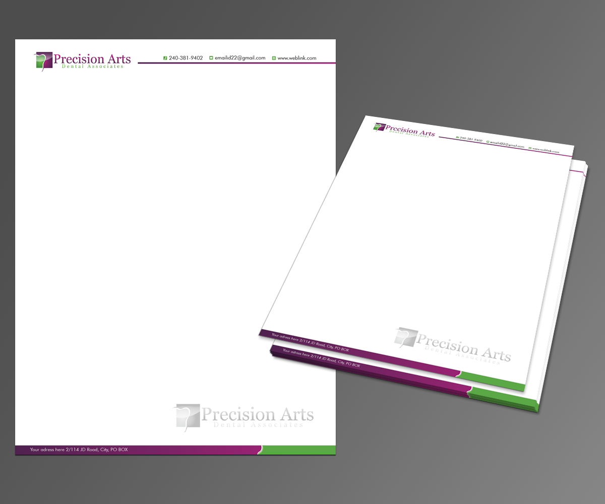Letterhead Design by kousik for Precision Arts Dental Associates | Design #3690913