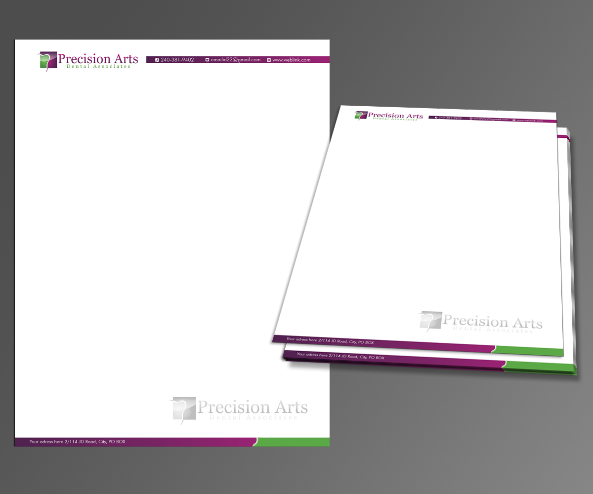 Briefkopf-Design von kousik für Precision Arts Dental Associates | Design #3690918