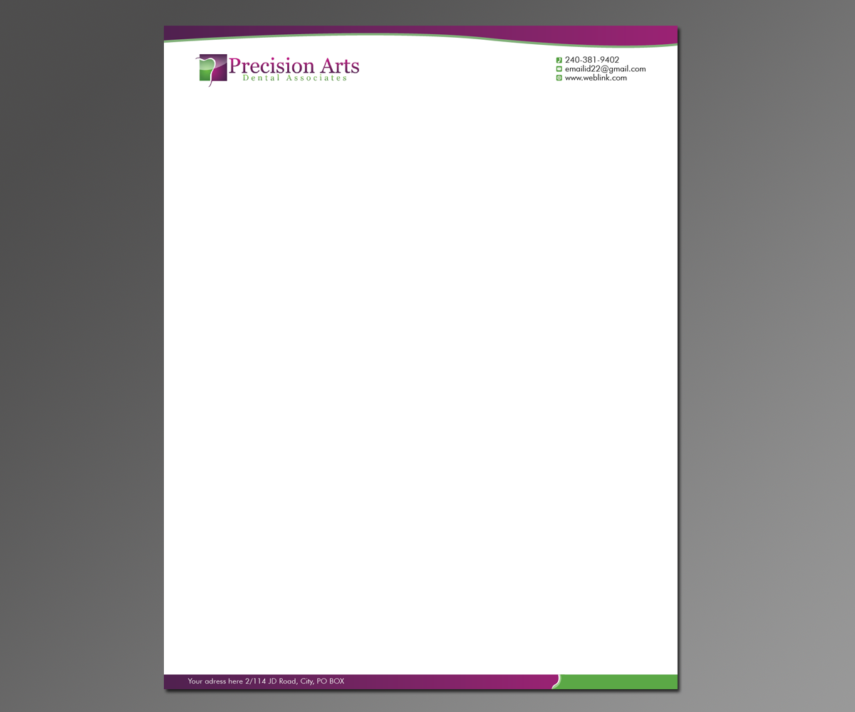 Letterhead Design by kousik for Precision Arts Dental Associates | Design #3692788