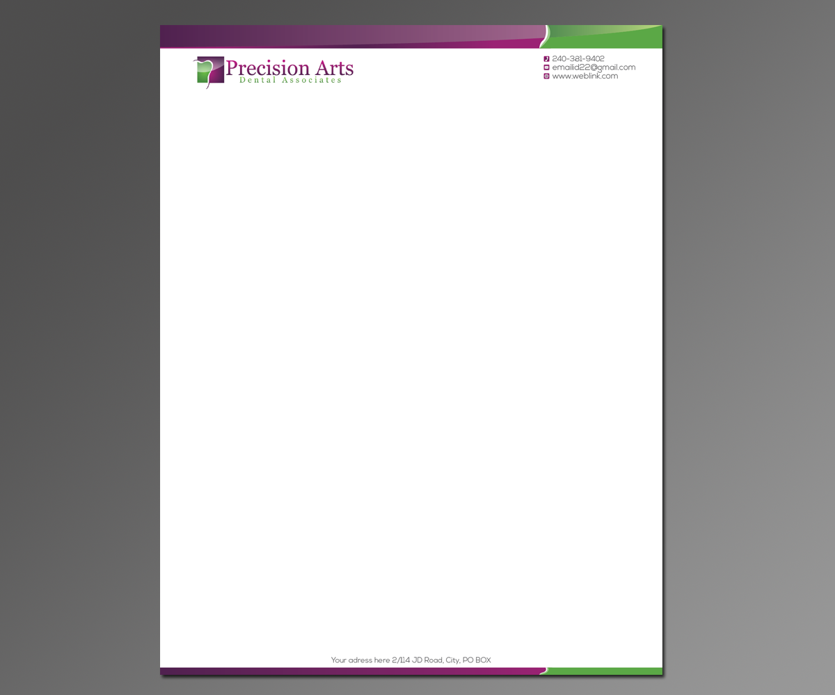Briefkopf-Design von kousik für Precision Arts Dental Associates | Design #3692833