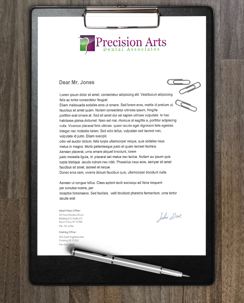 Letterhead Design by a7mddz for Precision Arts Dental Associates | Design #3696879