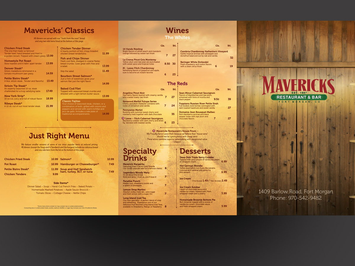 Menu Design by INGA DESIGN for David Dobbs Enterprises / Menu Designs | Design #3930993