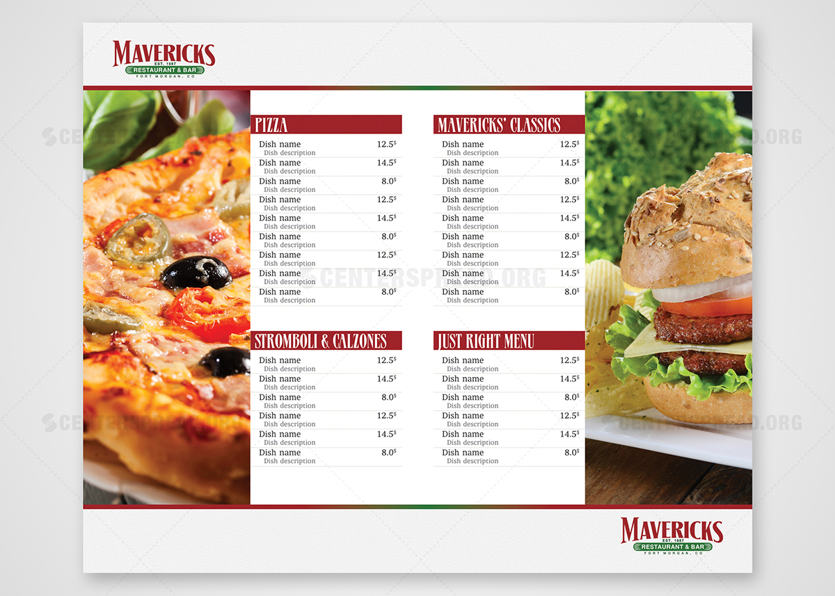 Menu Design by CENTERSPREAD for David Dobbs Enterprises / Menu Designs | Design #3883407