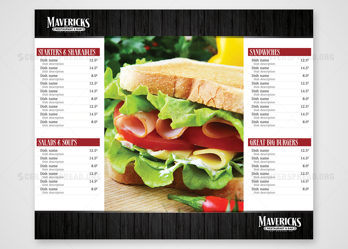 Menü-Design von CENTERSPREAD für David Dobbs Enterprises / Menu Designs | Design #3883490