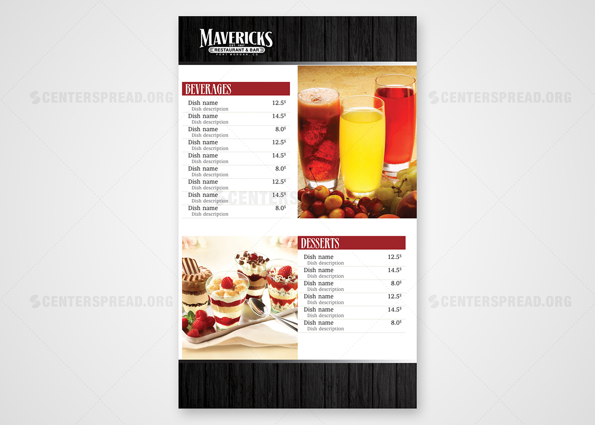 Menu Design by CENTERSPREAD for David Dobbs Enterprises / Menu Designs | Design #3883569