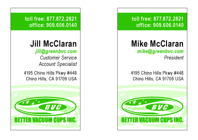 Business Card Design by Twin Willow Graphics for Better Vacuum Cups Inc | Design #968791