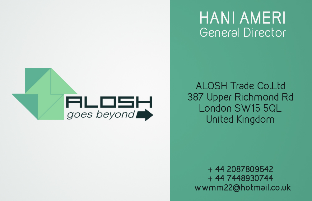 Design de Carte de Visite par Hugh Loren pour ALOSH TRADE CO. Ltd | Design #3706962