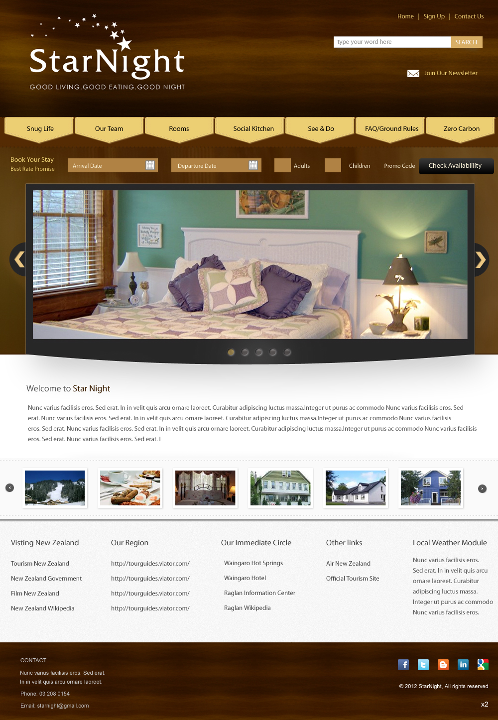 Wordpress Design by pb for Starnight Bed and Breakfast | Design #987011