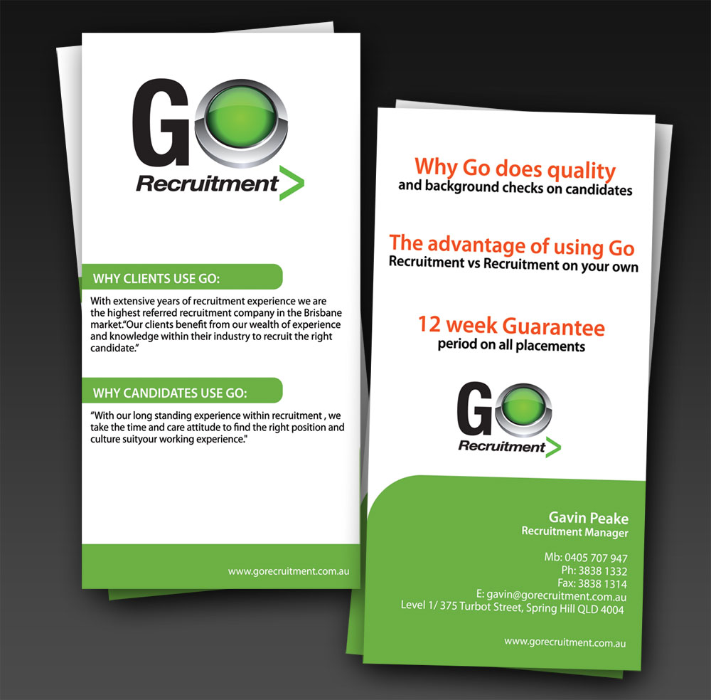 Brochure Design by MeMe Botrous for Go Recruitment Australia | Design #982316