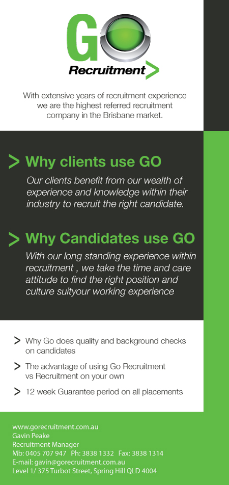 Diseño de Brochure por Alex para Go Recruitment Australia | Diseño #980132