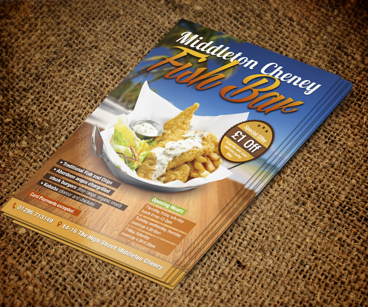 Flyer Design by jeffdefy for middleton cheney fish bar | Design #3717038