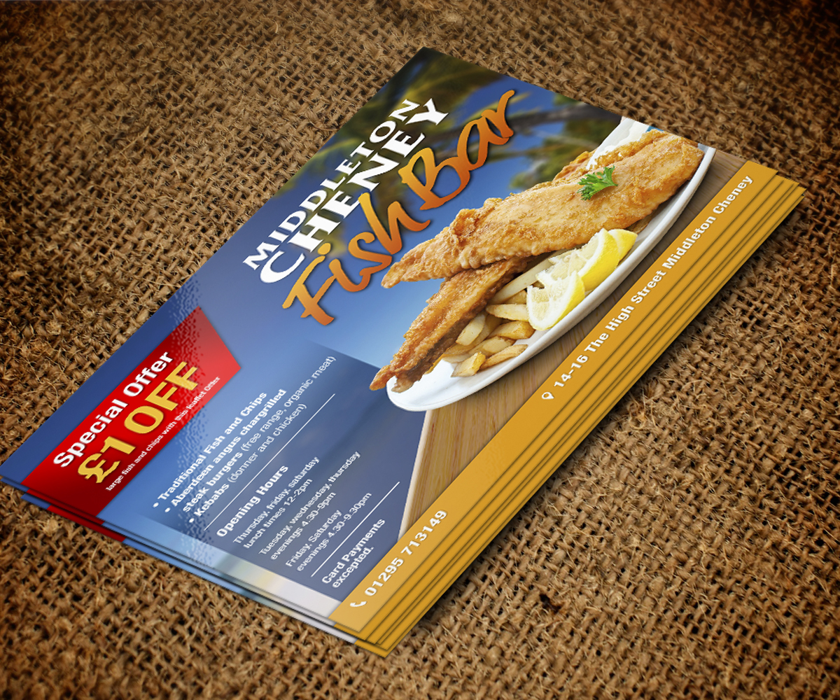 Flyer Design by jeffdefy for middleton cheney fish bar | Design #3739466