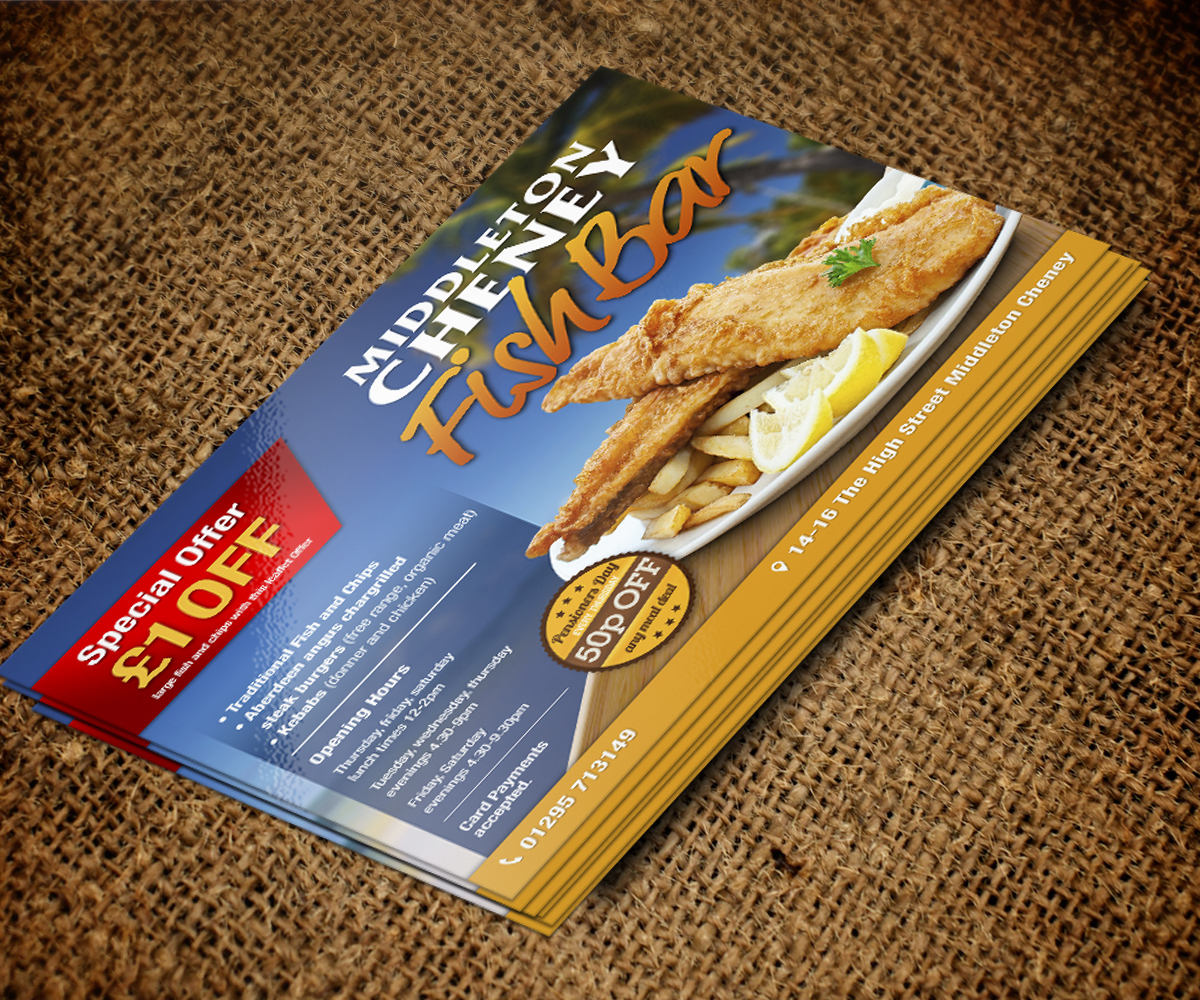 Flyer Design by jeffdefy for middleton cheney fish bar | Design #3783232