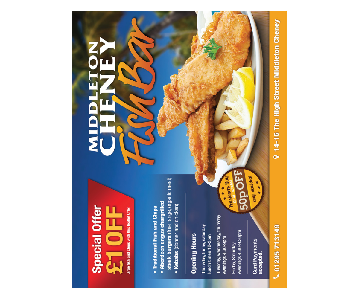 Flyer Design by jeffdefy for middleton cheney fish bar | Design #3825899