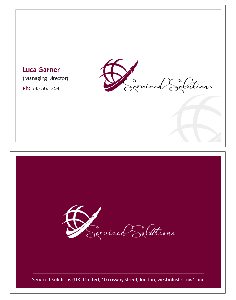 Business Card Design by Brajpal Freelance Website Designer for Serviced solutions (UK) limited | Design #3713748