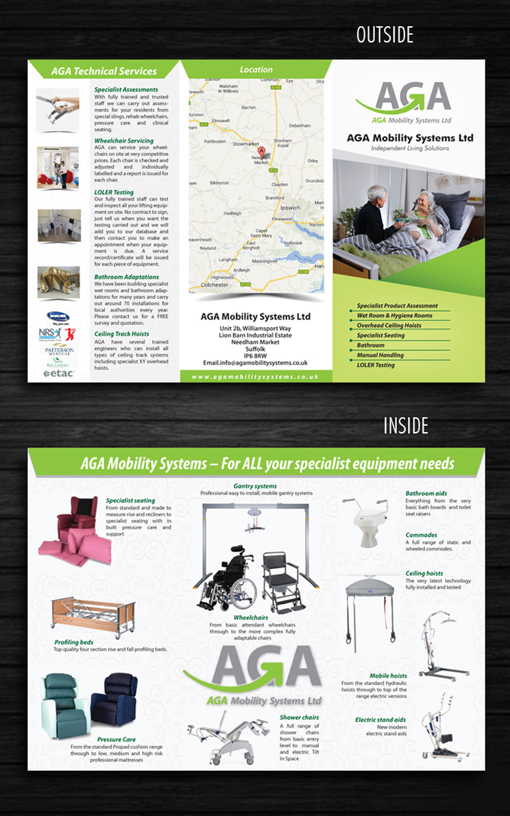 Diseño de Brochure por Ushan sampath para aga mobility systems | Diseño #3722429