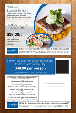 Postcard Design by theblueart for Matilda Bay Restaurant and Function Centre | Design: #3781814
