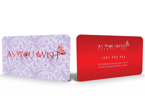 Business Card Design by Hardcore Design for As You Wish Events, Inc. | Design: #3783897