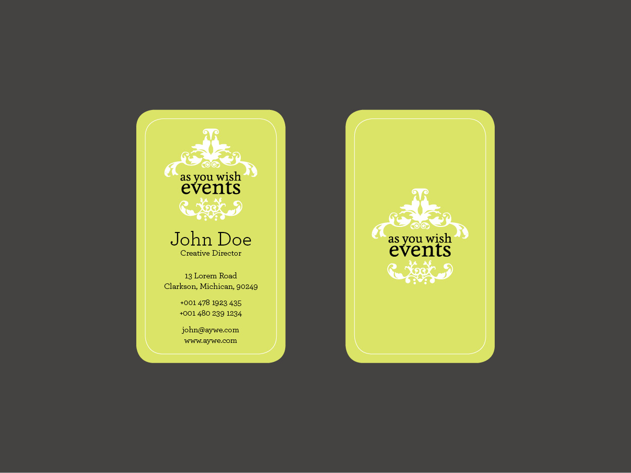 Business Card Design by suestrobel for As You Wish Events, Inc. | Design #3762707