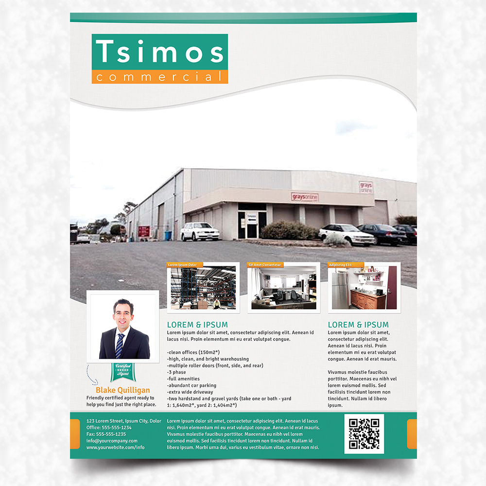 modern professional real estate flyer design for tsimos commercial commercial real estate 1 page flyer