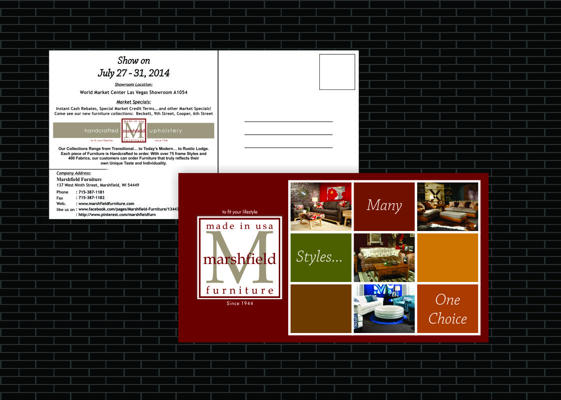 Postcard Design by HollyBlue Studio for Marshfield Furniture | Design #3746967