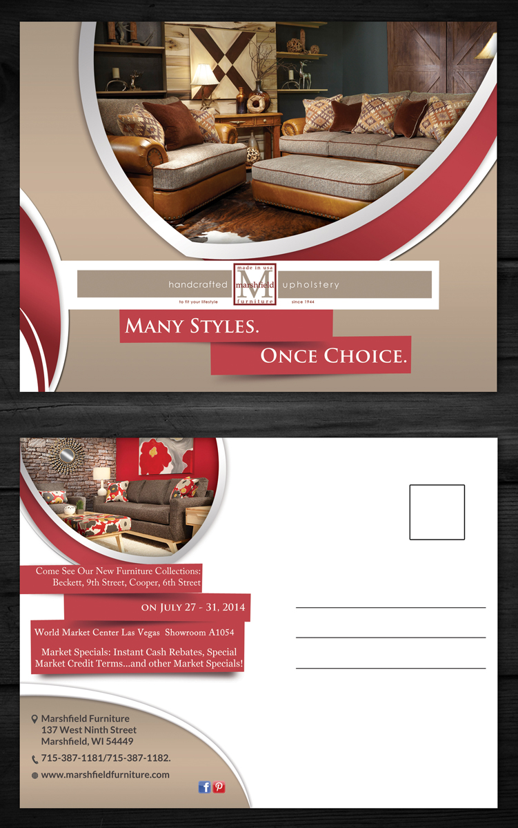 Postkarten-Design von ESolz Technologies für Marshfield Furniture | Design #3741355