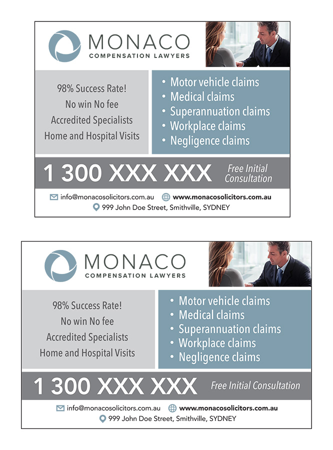 Advertisement Design by Dunamis for Monaco Solicitors | Design #3787670