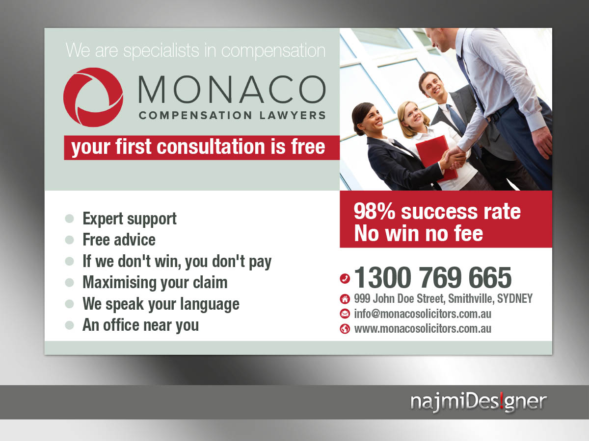 Advertisement Design by  Najmi for Monaco Solicitors | Design #3766496
