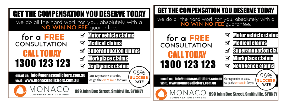 Advertisement Design by UrbainFX for Monaco Solicitors | Design #3895520