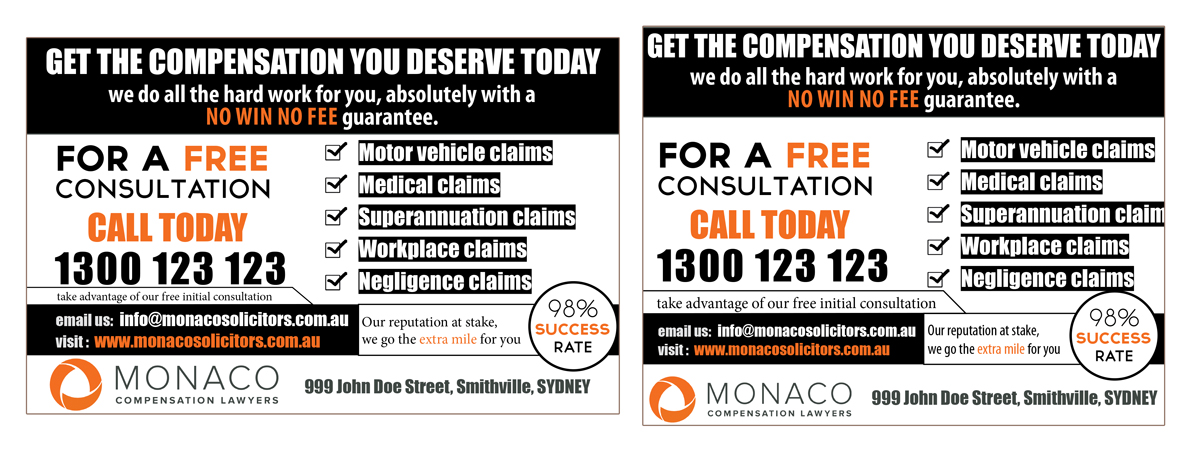 Advertisement Design by UrbainFX for Monaco Solicitors | Design #3895523