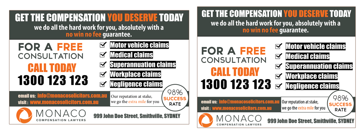 Advertisement Design by UrbainFX for Monaco Solicitors | Design #3895524