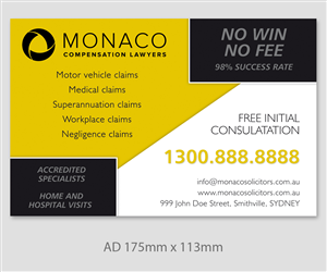 Advertisement Design by LTC design for Monaco Solicitors | Design: #3867043