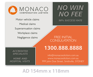 Advertisement Design by LTC design for Monaco Solicitors | Design: #3867045