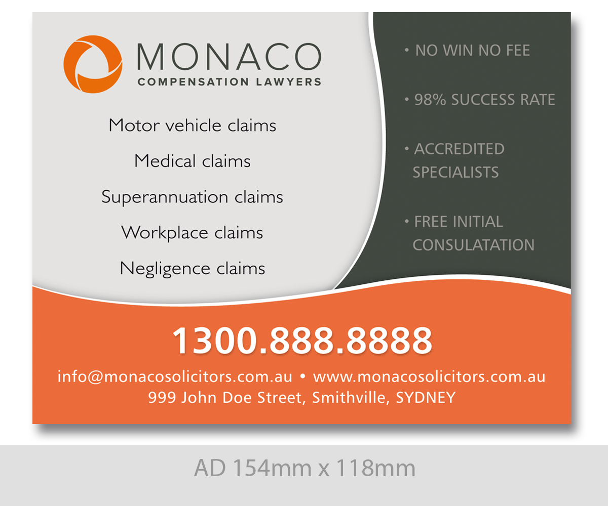 Diseño Publicitario por LTC design para Monaco Solicitors | Diseño #3902977