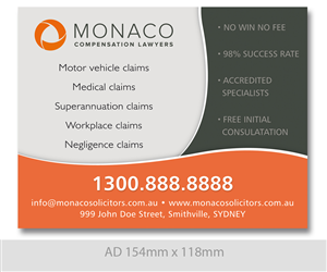 Advertisement Design by LTC design for Monaco Solicitors | Design: #3902977