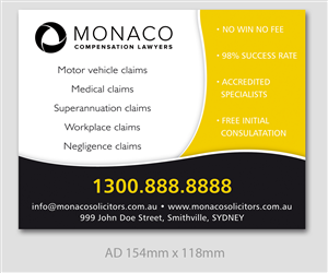 Advertisement Design by LTC design for Monaco Solicitors | Design: #3902984