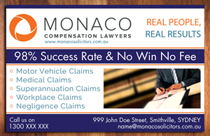 Advertisement Design by Sbss for Monaco Solicitors | Design: #3738824
