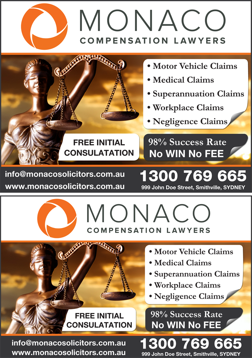 Advertisement Design by JustRightHere for Monaco Solicitors | Design #3758631