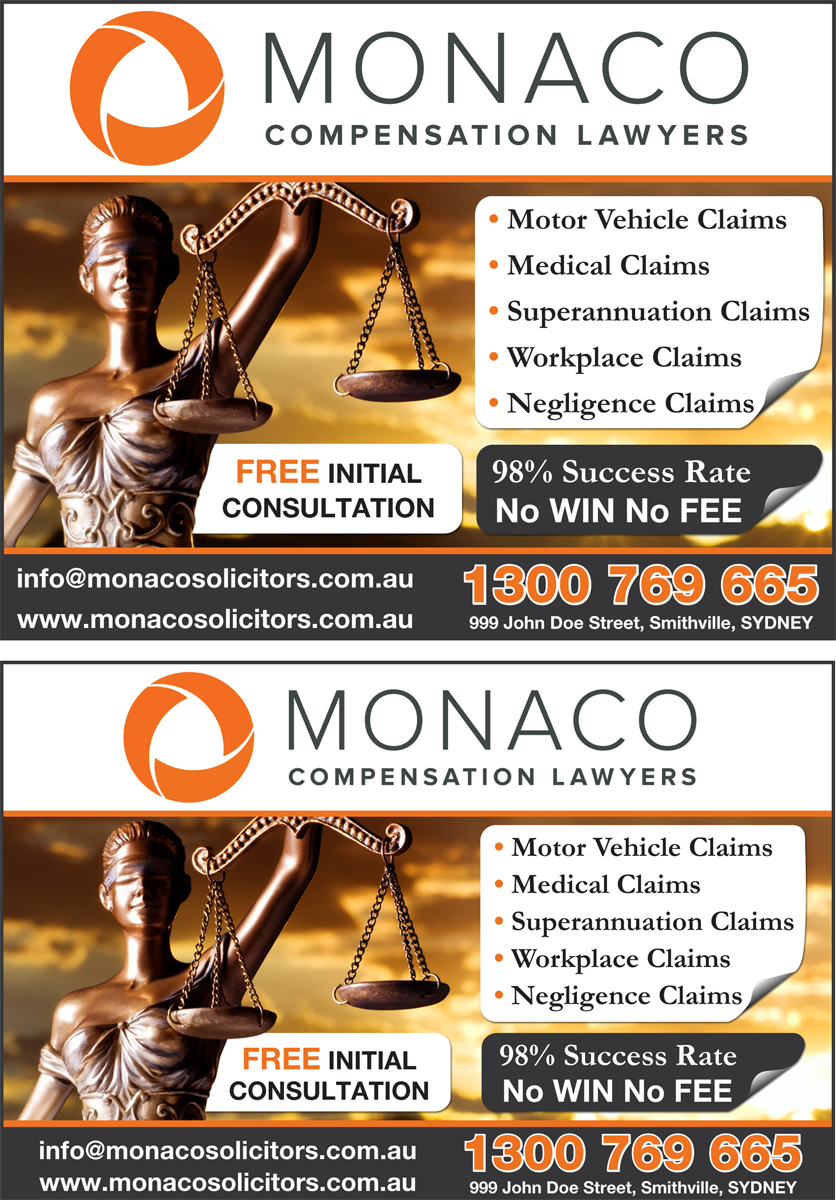 Advertisement Design by JustRightHere for Monaco Solicitors | Design #3766382